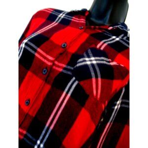Woolrich Red & Black Flannel L/S Shirt  Sz Large ck measurement